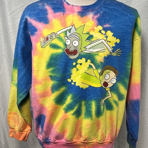 Ripple Junction Tops - Rick and Morty Tie Dye Sweatshirt Ripple Junction Adult Swim Crewneck Size M